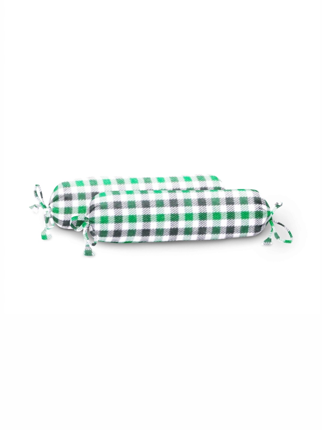 

THE BABY ATELIER Green & Black 2 Pieces Checked Organic Cotton Baby Bolster Covers