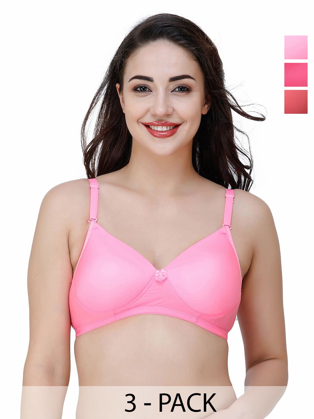 

College Girl Full Coverage Lightly Padded Bra pack of 3, Pink