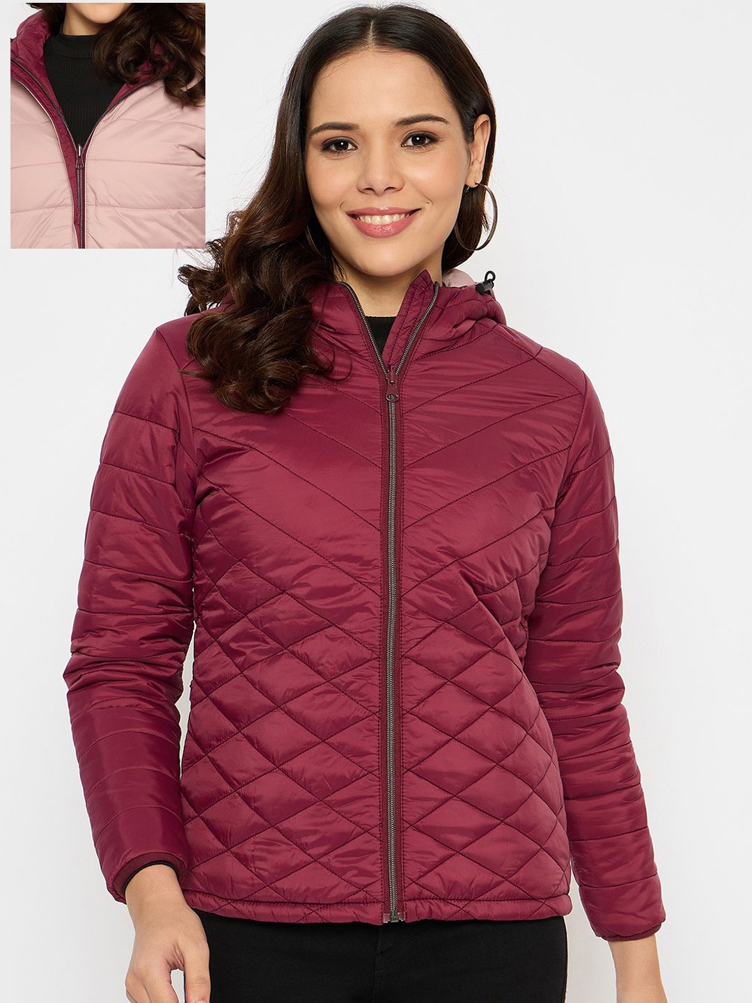 

Moda Elementi Women Polycotton Reversible Quilted Jacket, Magenta