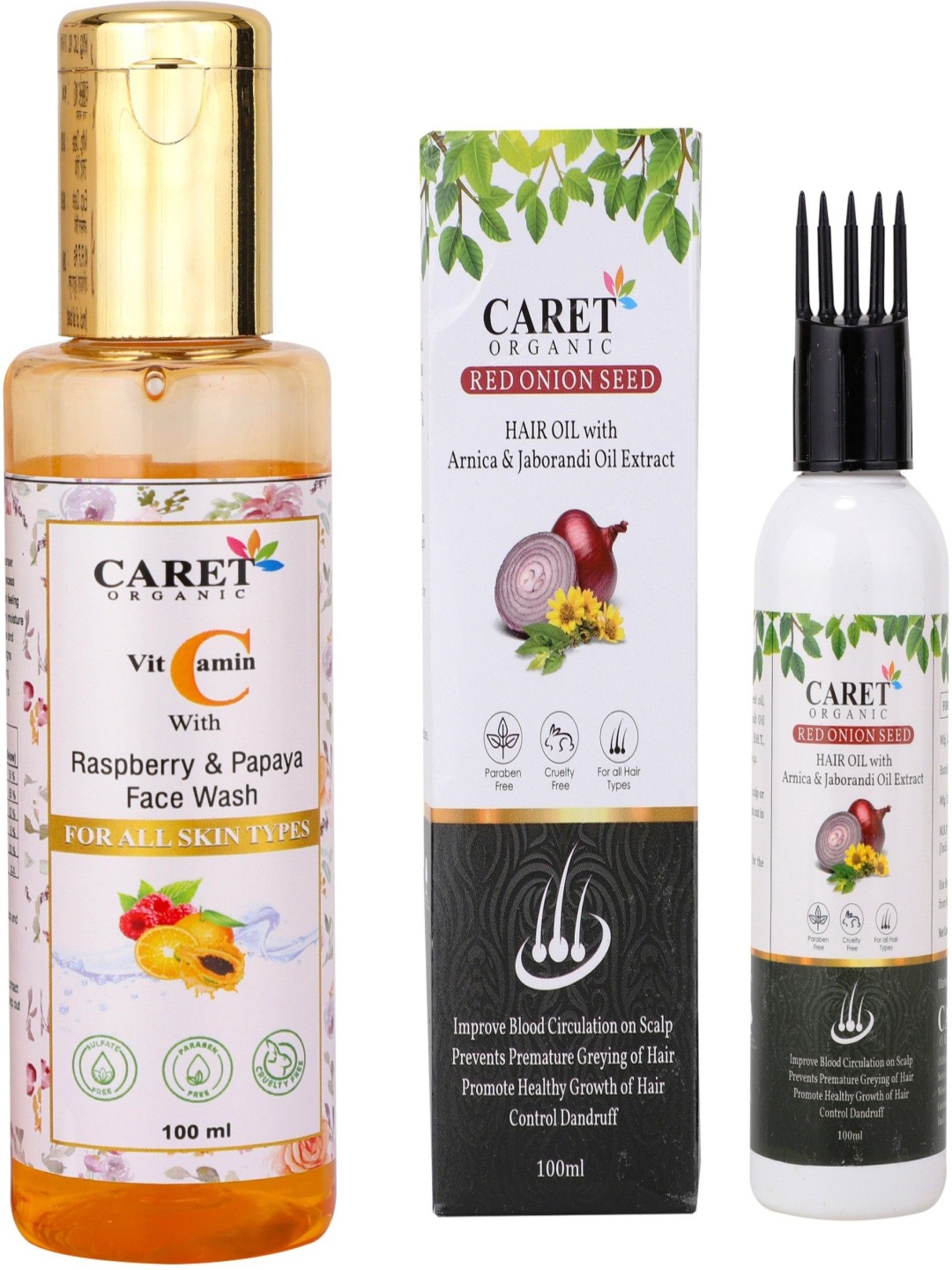 

CARET ORGANIC Set Of 2 Vitamin C With Papaya Face Wash & Hair Oil - 100 ml Each, Multi