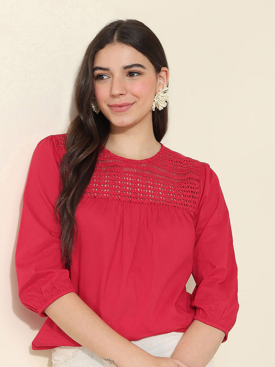 

U.S. Polo Assn. Women Pure Cotton Top, Red