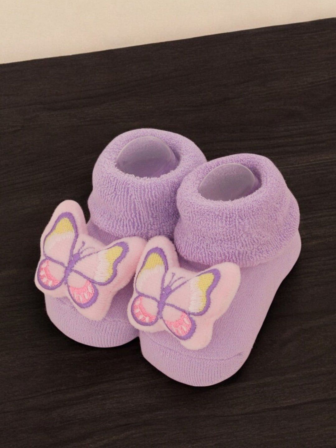 

Yellow Bee Infant Girls Patterned Cotton Ankle Length Socks, Purple