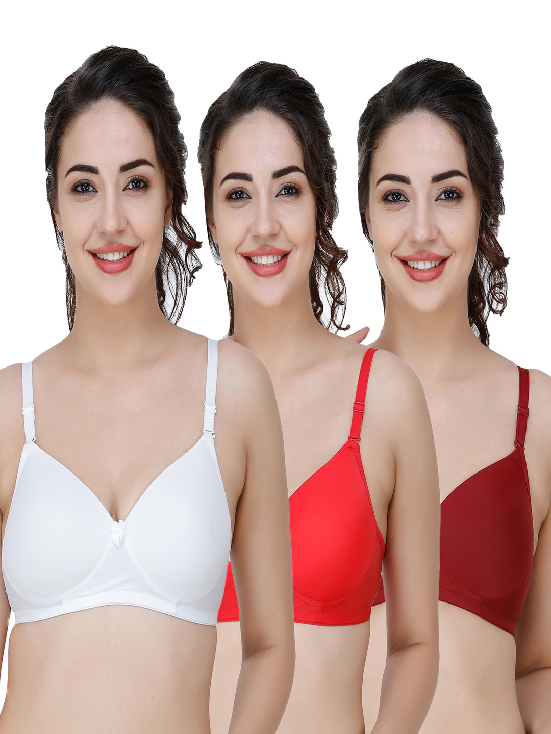 

College Girl Pack Of 3 Full Coverage Lightly Padded T-shirt Bra, White