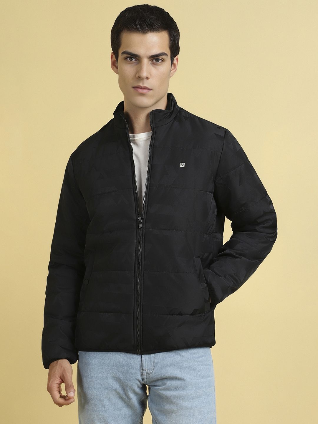 

Allen Solly Men Stand Collar Solid Casual Puffer Jacket, Black