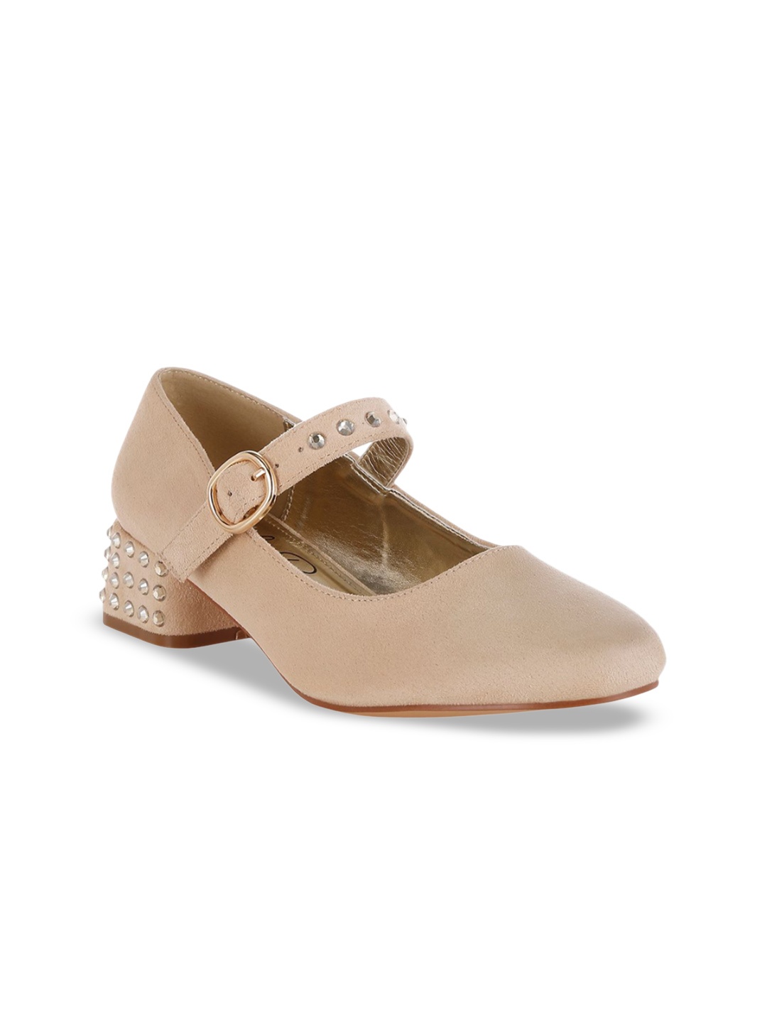 

London Rag Embellished Block Pumps, Beige