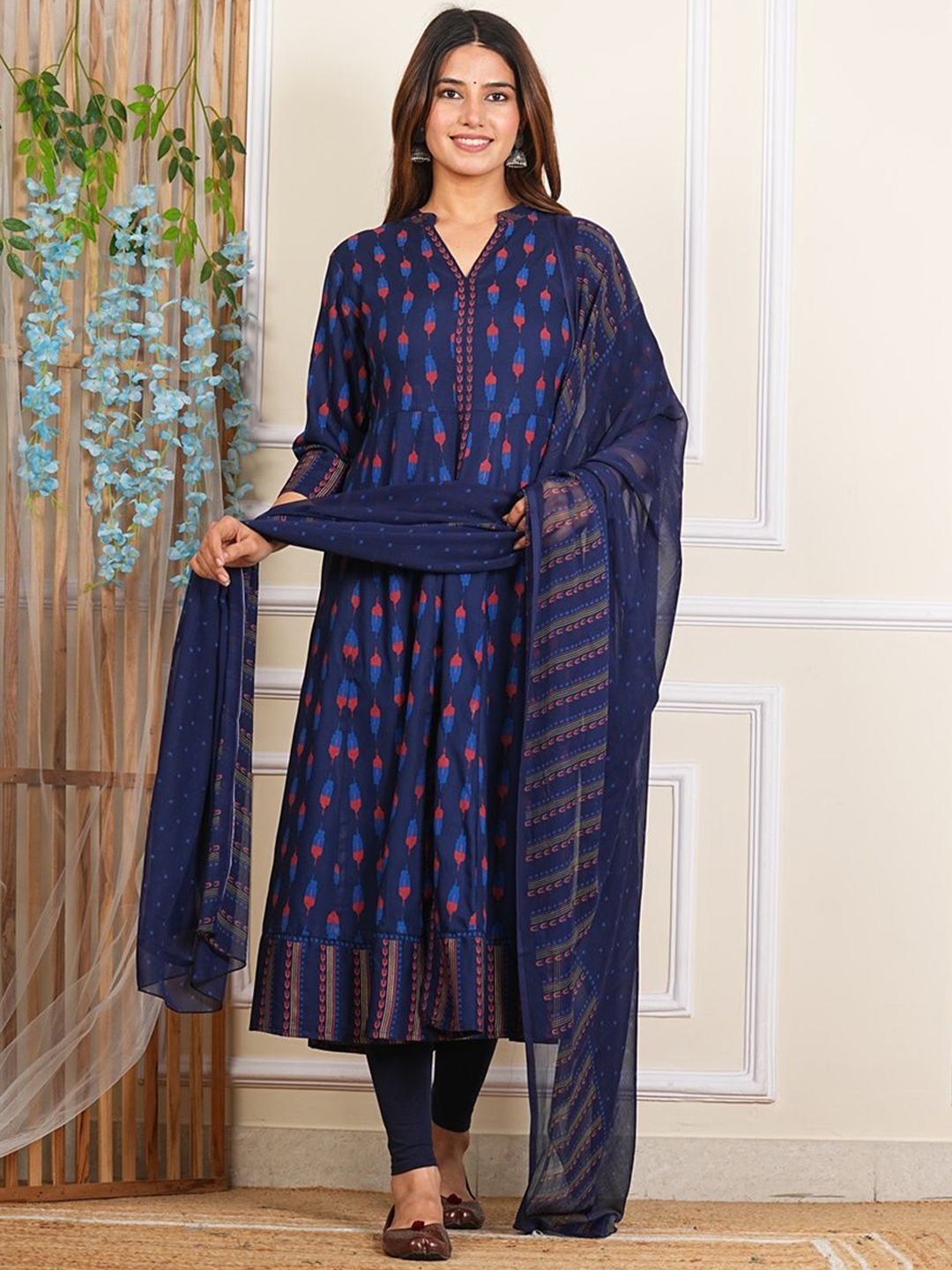 

YASH GALLERY Women Printed Anarkali Kurta, Blue