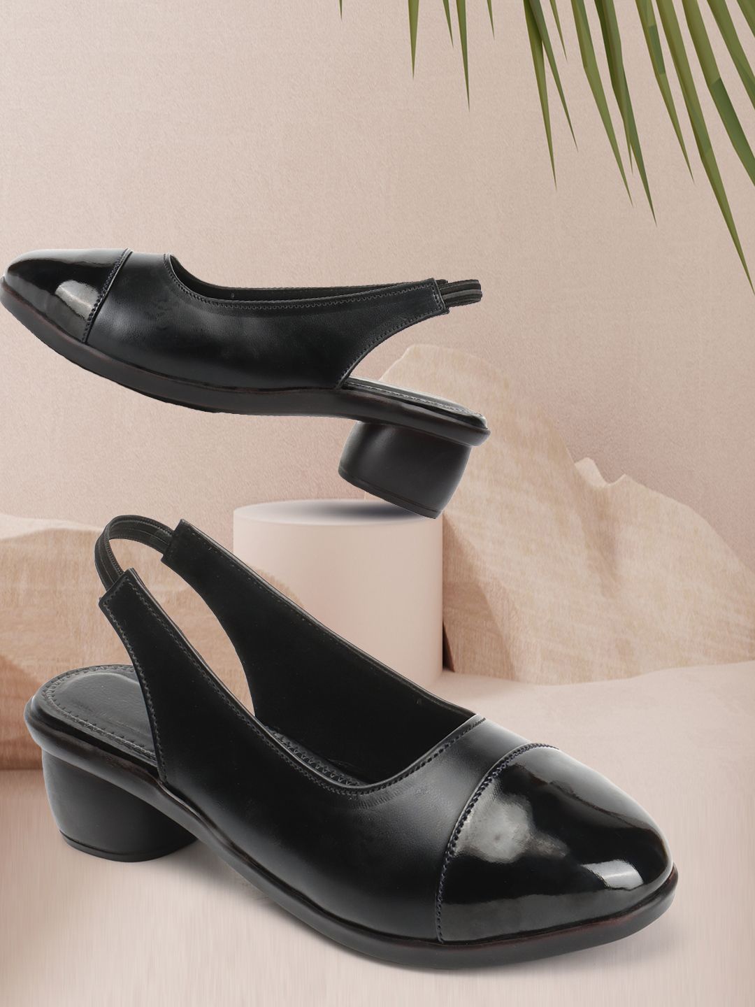 

Ladies Hub Women Block Heeled Pumps, Black