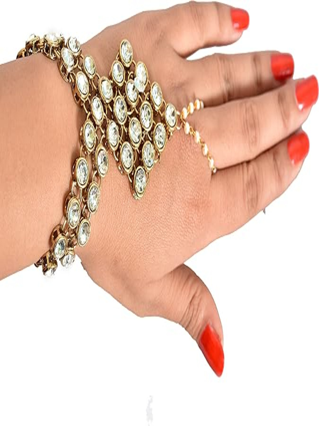 

Kezlin Women Brass Gold-Plated Ring Bracelet
