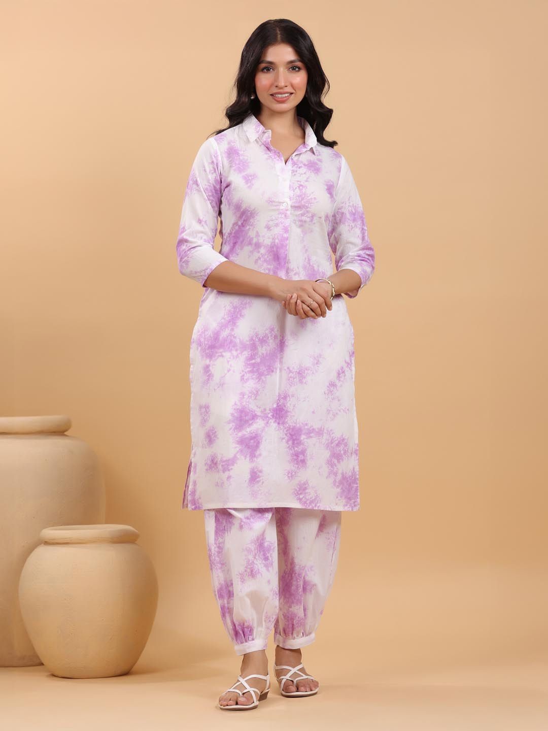 

Janasya Women Regular Pure Cotton Kurta with Trousers, White
