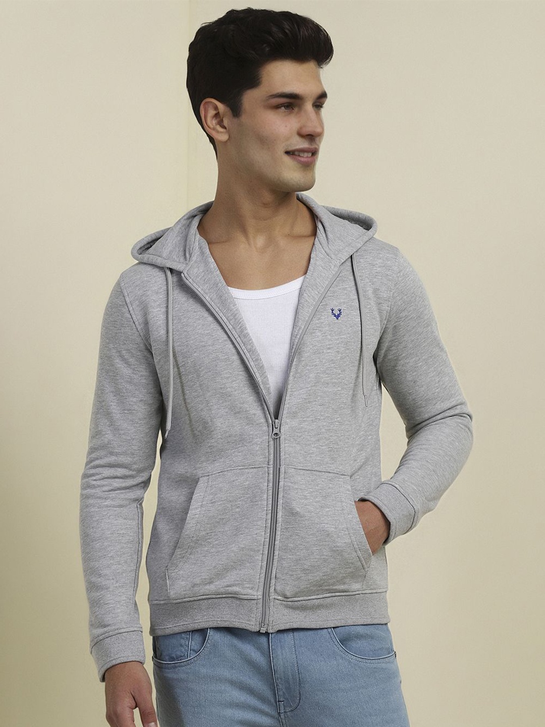 

Allen Solly Men Hooded Sweatshirt, Grey