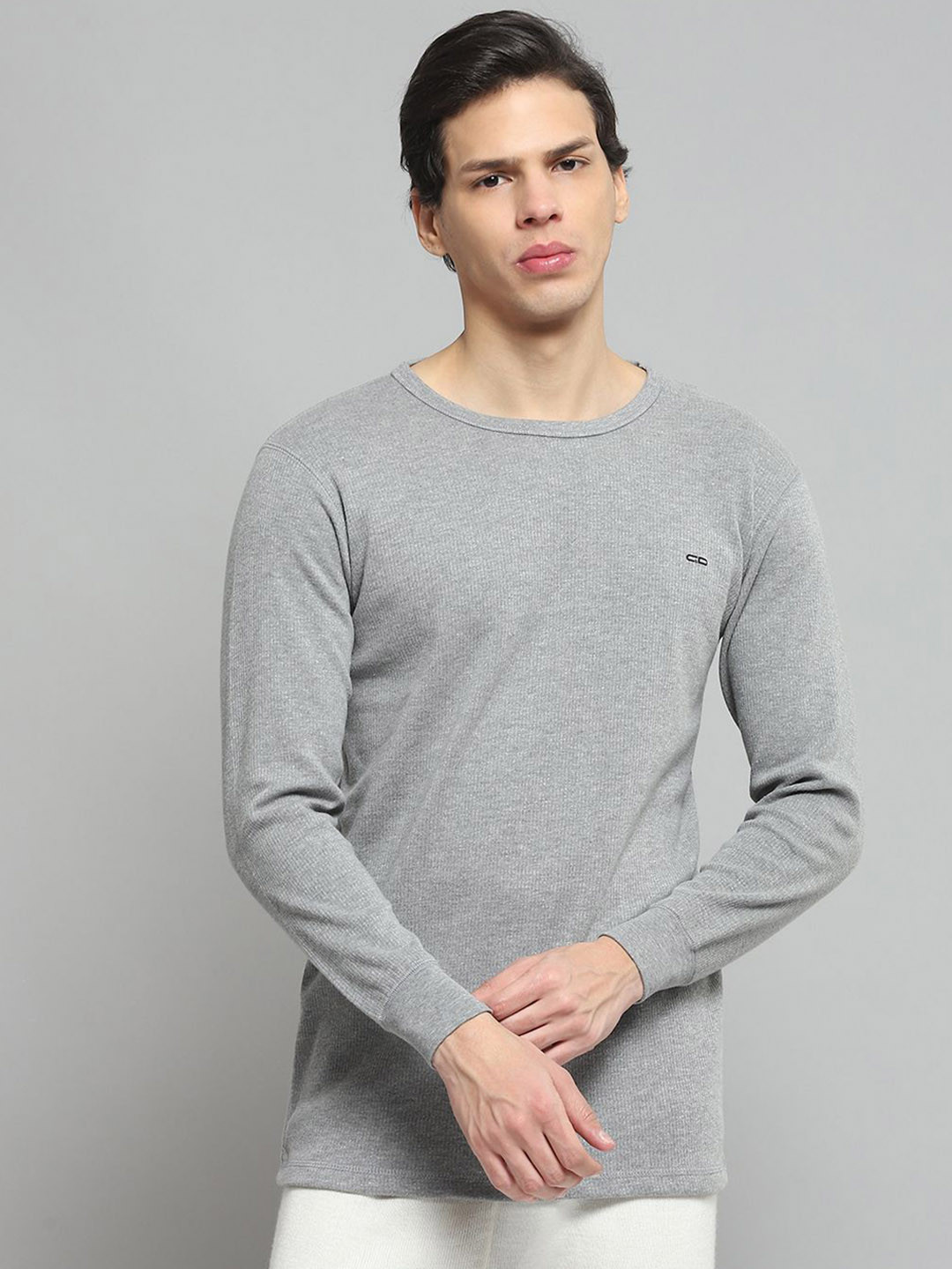 

Monte Carlo Round Neck Ribbed Thermal Top, Grey