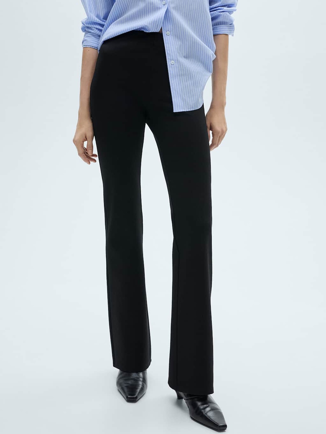 

MANGO Women Flared Leggings, Black