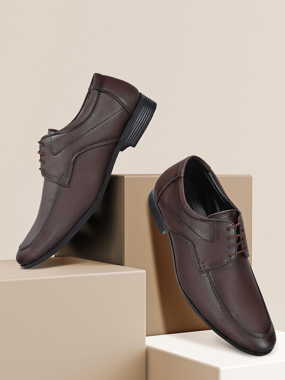 

Paragon Men Textured Formal Derbys, Brown