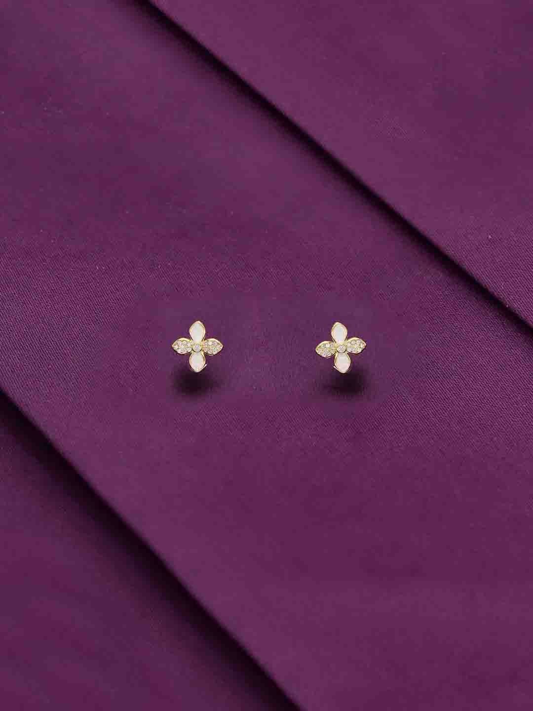 

KAI JEWEL 925 Sterling Silver Gold-Plated CZ Studded Minimalistic Studs Earrings