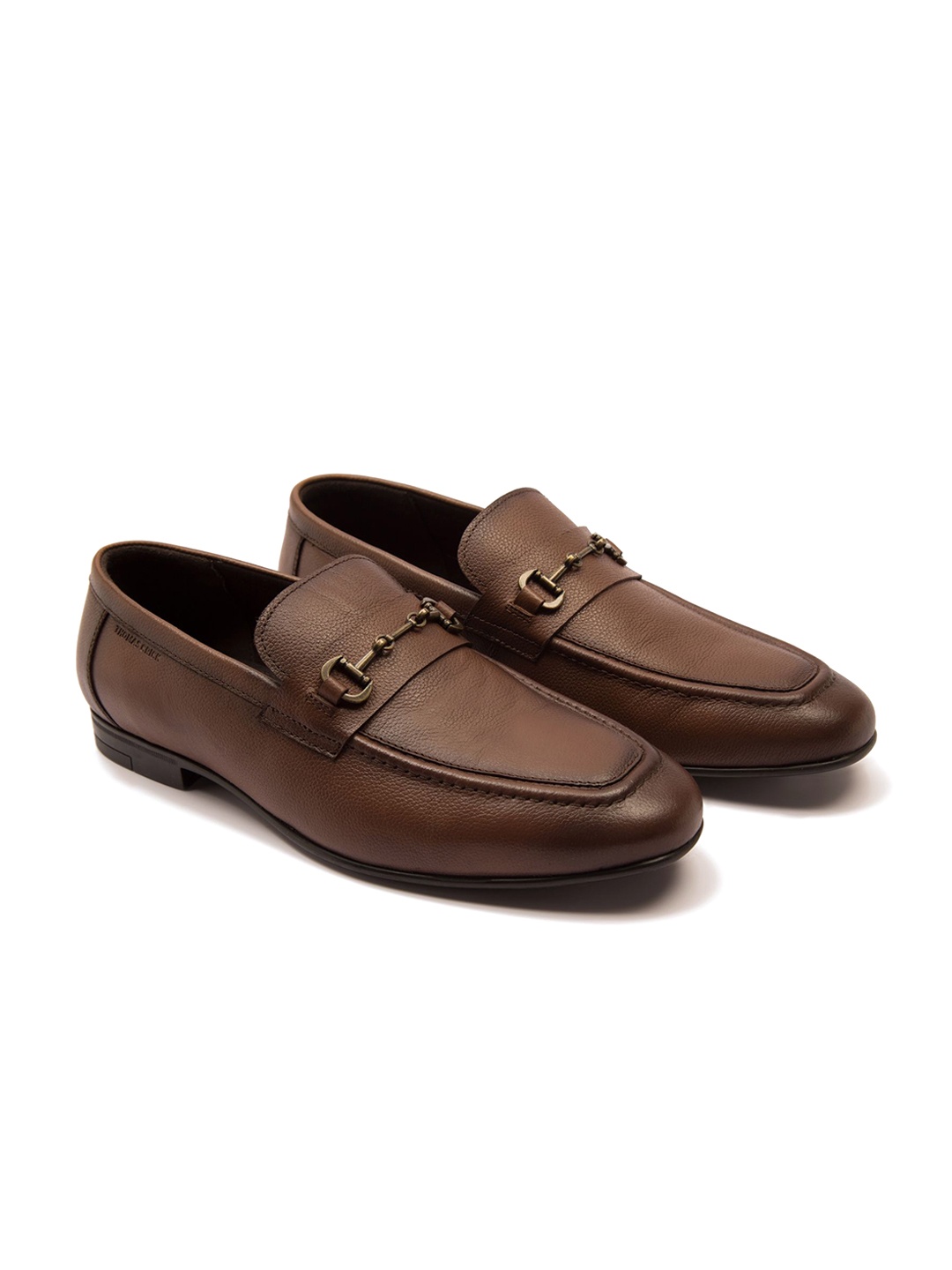 

Thomas Crick Men Textured Leather Formal Loafers, Brown