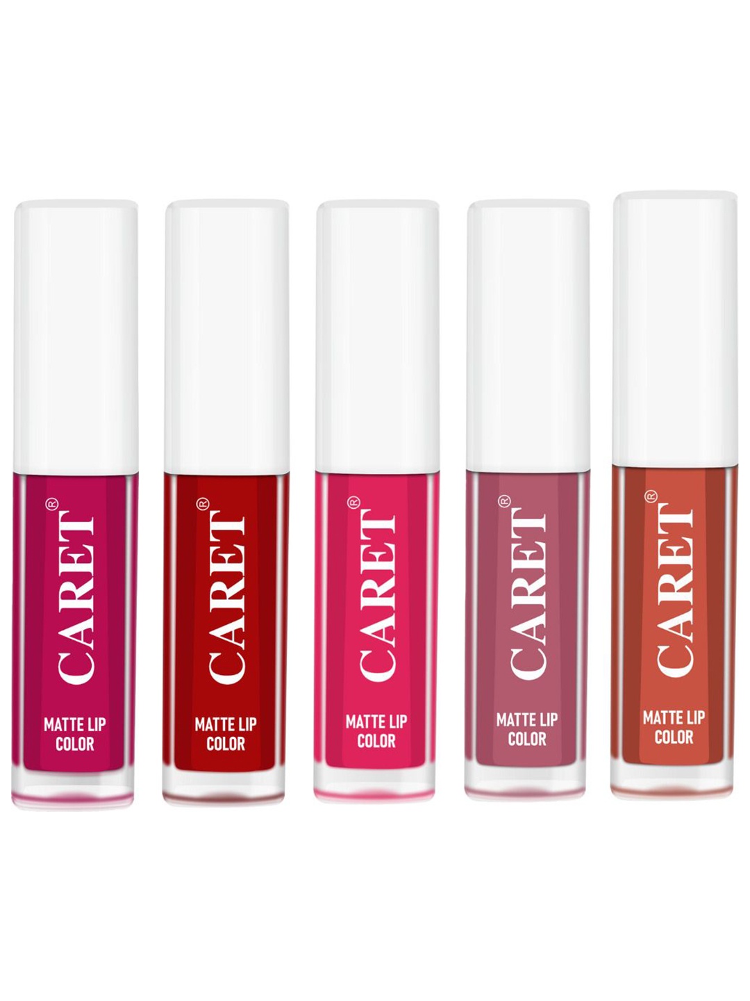 

CARET ORGANIC Set Of 5 Highly-Pigmented Matte Lipsticks - 2 ml Each - Shade 5-3-4-2-6, Pink