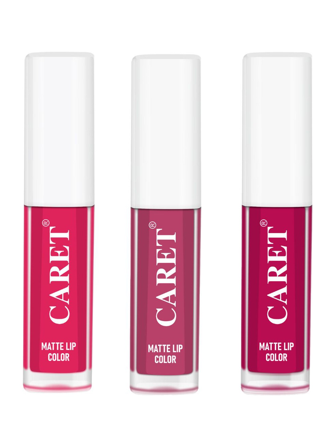 

CARET ORGANIC Set Of 3 Long Stay Matte Liquid Lipstick - 6 ml - Shade 04-08-05, Pink