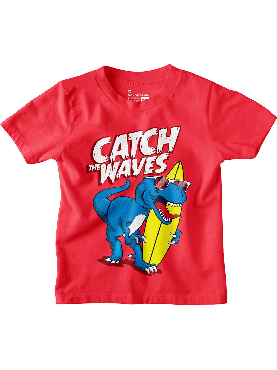 

BonOrganik Boys Graphic Printed Round Neck Cotton T-shirt, Red