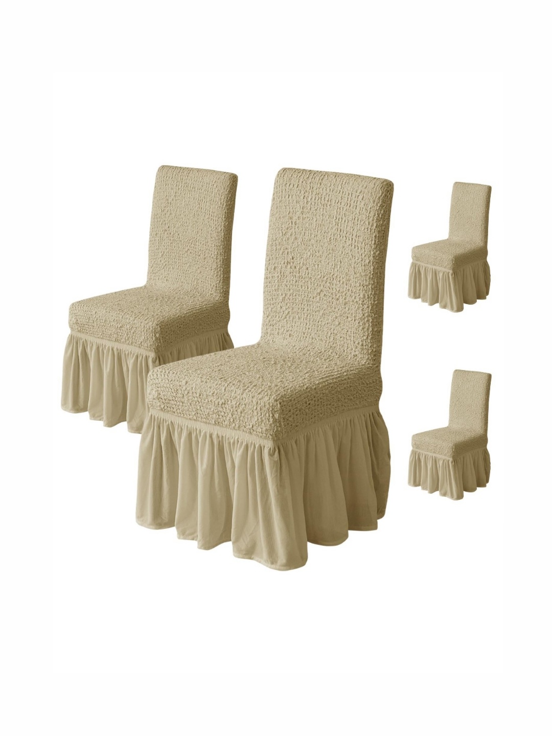 

HOUSE OF QUIRK Khaki Coloured 4 Pieces 450 GSM Removable & Washable Dining Chair Covers