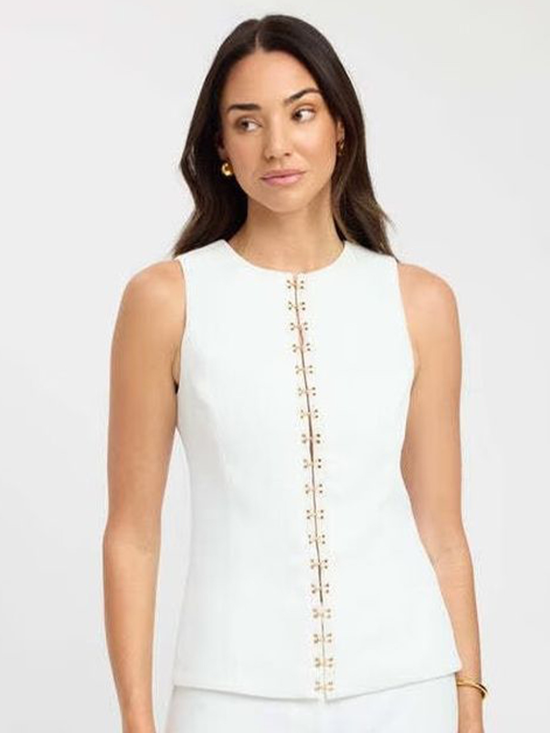 

LULU & SKY Women Round Neck A-Line Top, White