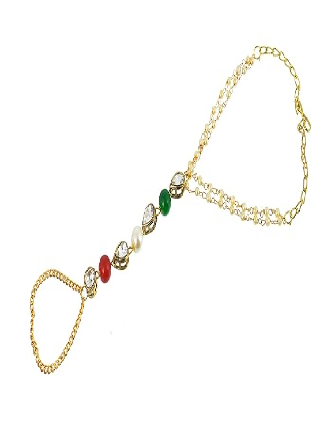 

Kezlin Gold-Plated Kundan Studded Adjustable Haath Phool Bracelet