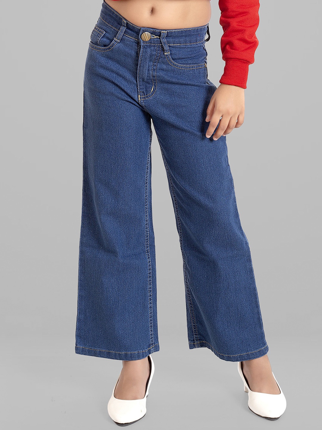 

ADBUCKS Girls Straight Fit High-Rise Stretchable Jeans, Blue