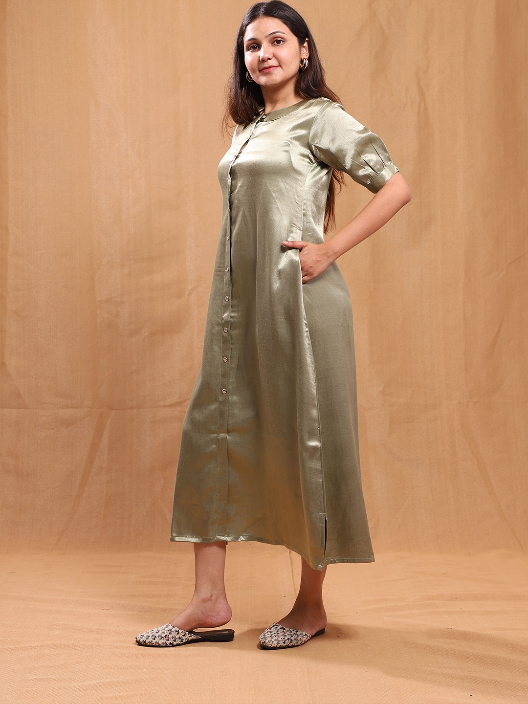 

Swarna Akriti A-Line Dress, Green