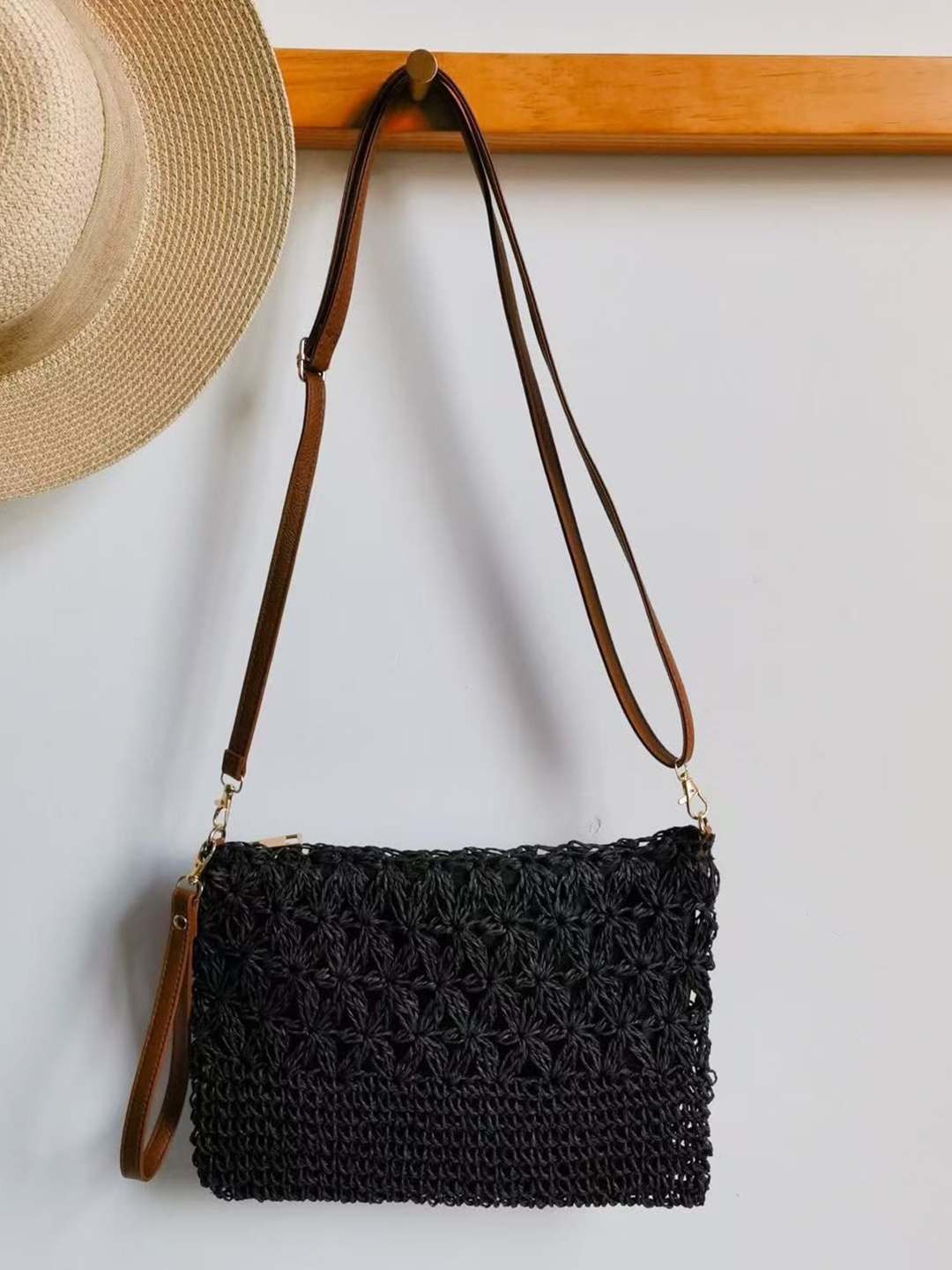 

StyleCast Women Textured Structured Sling Bag, Black