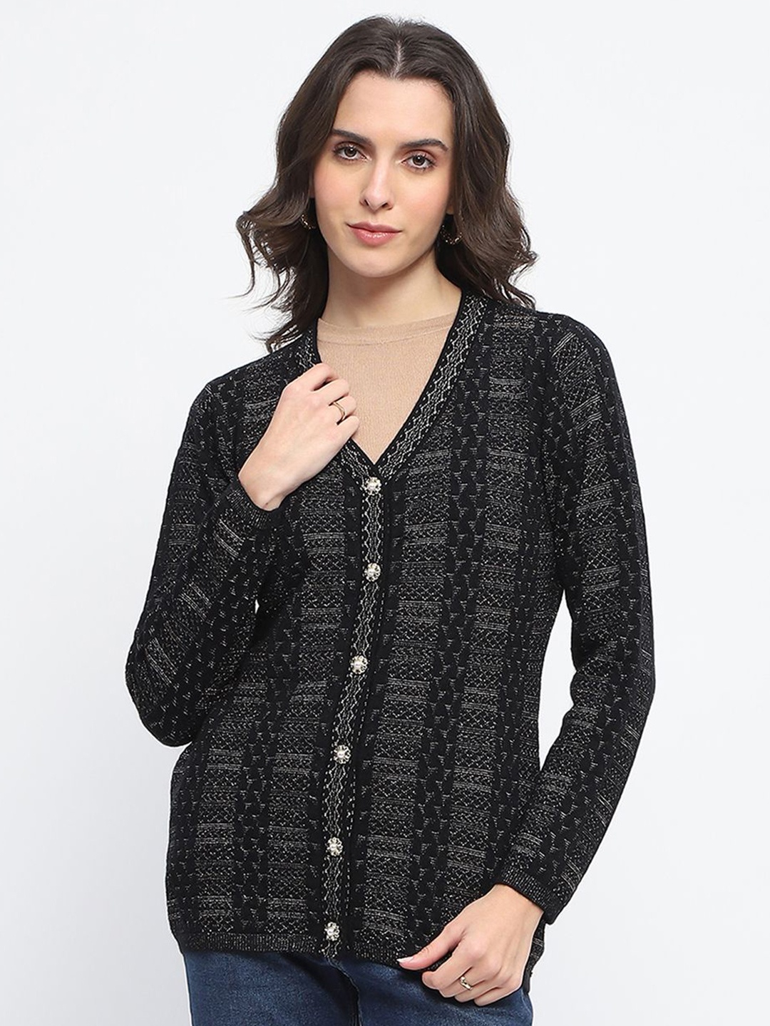 

Madame Women V-Neck Cardigan, Black