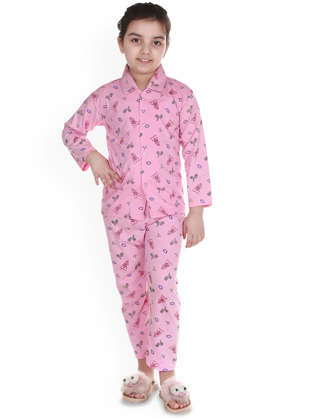 

MMShopy Unisex Kids Printed Night suit, Pink