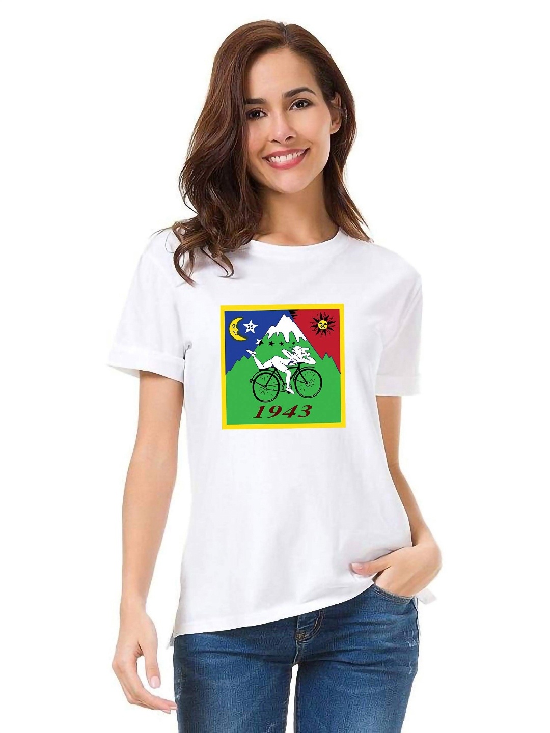 

VLAM Women Printed Extended Sleeves Applique T-shirt, White
