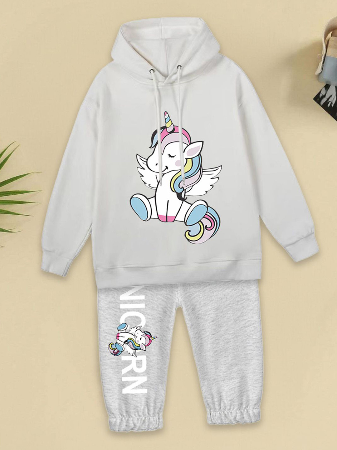 

FOREVER FRIDAY Girls Printed Pure Cotton Sweatshirt With Jogger, Grey