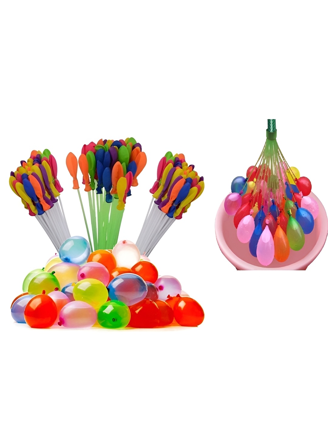 

CraftVatika Pink and Blue 111 Pieces Herbal Holi Colour With Water Balloons Combo