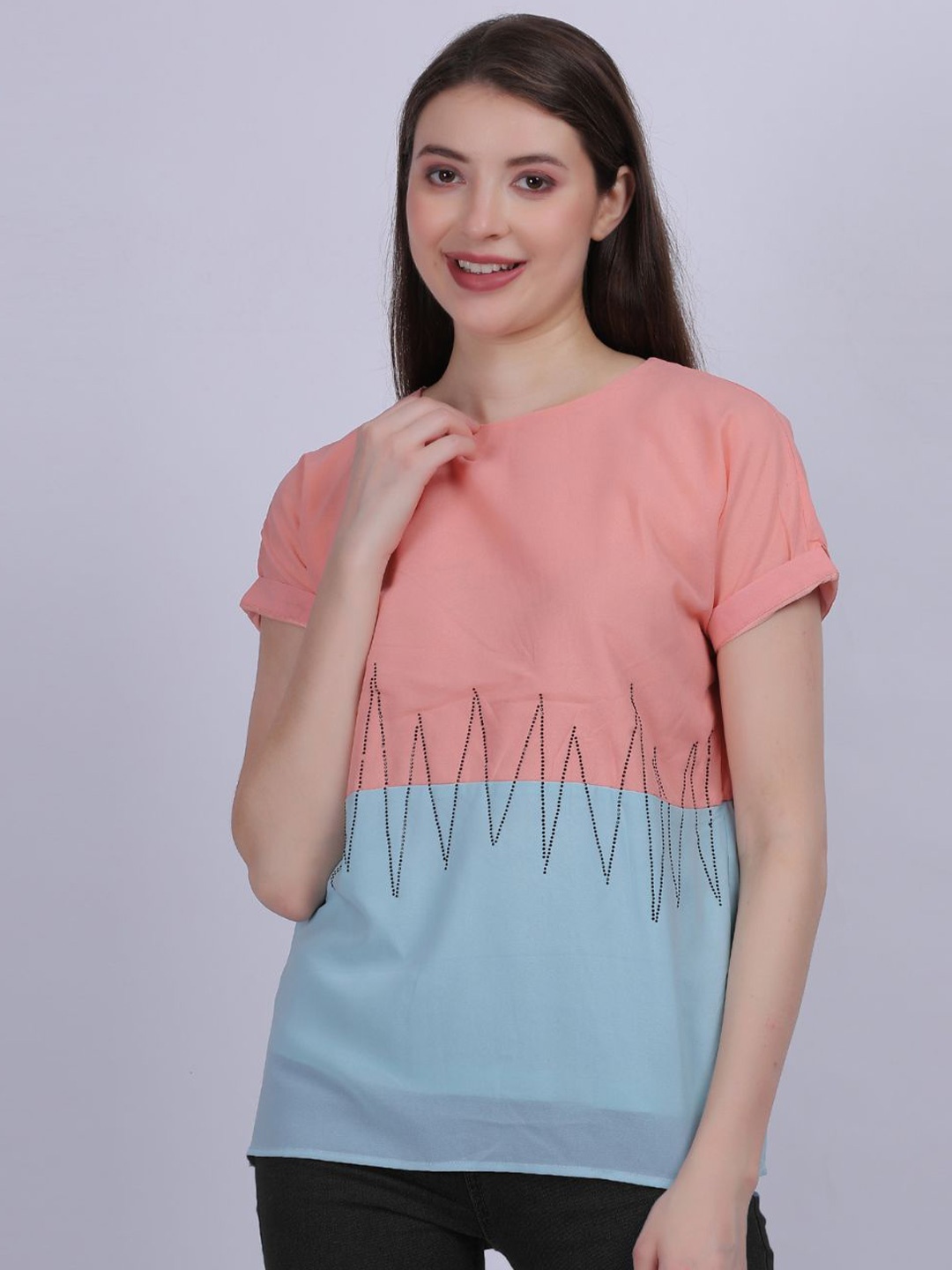 

Aumbe Colourblocked Top, Pink