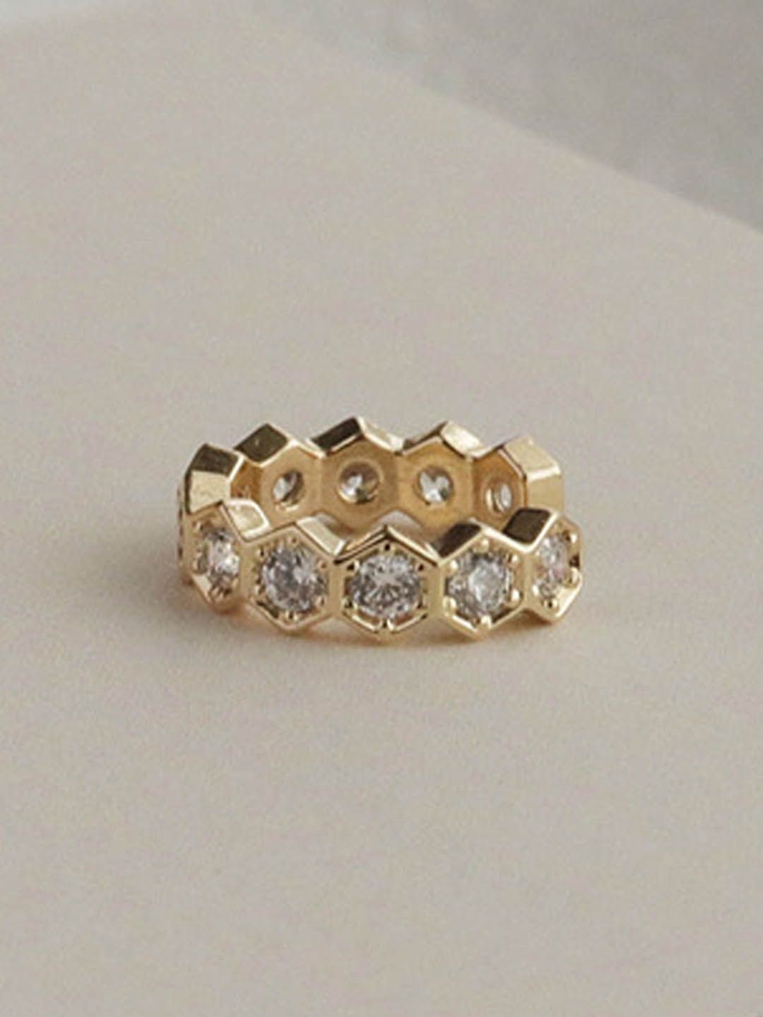 

StyleCast Elegant Gold-Toned Artificial Stones Studded Circular Shaped Hoop Earrings