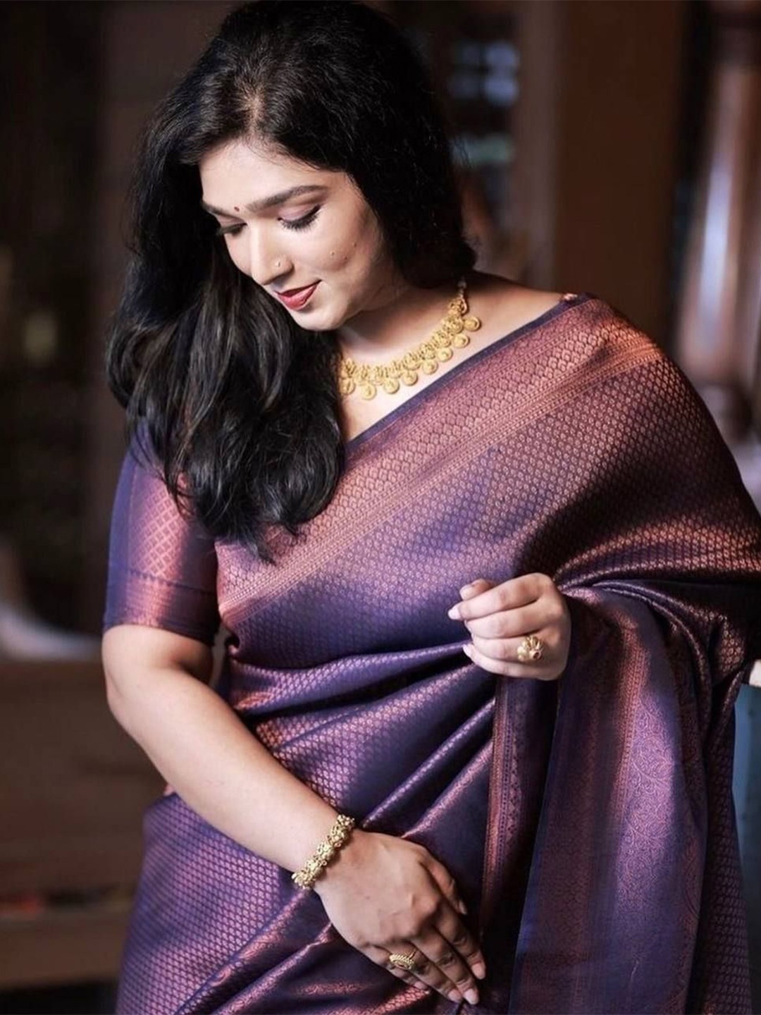 

Taslar Woven Design Zari Pure Silk Banarasi Saree, Blue