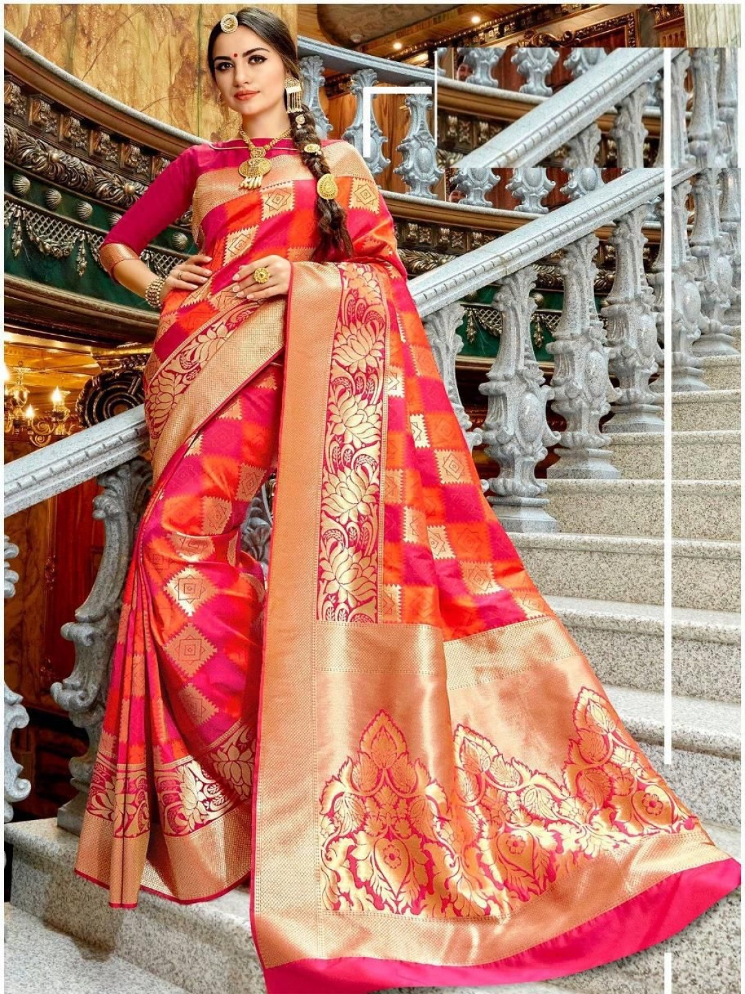 

Manu Designer Woven Design Zari Art Silk Saree, Red