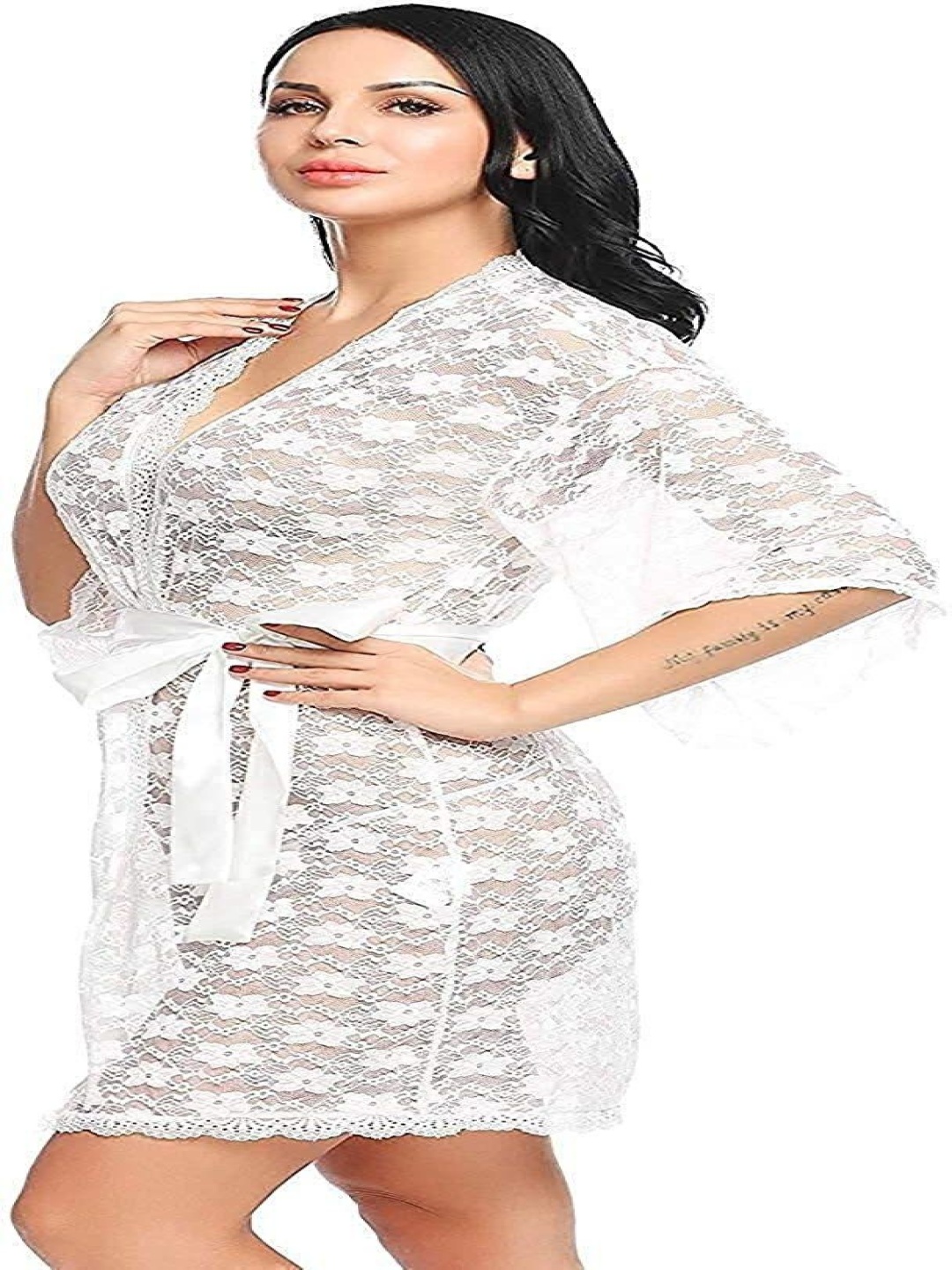 

SSoShHub Floral Laced Robe, White