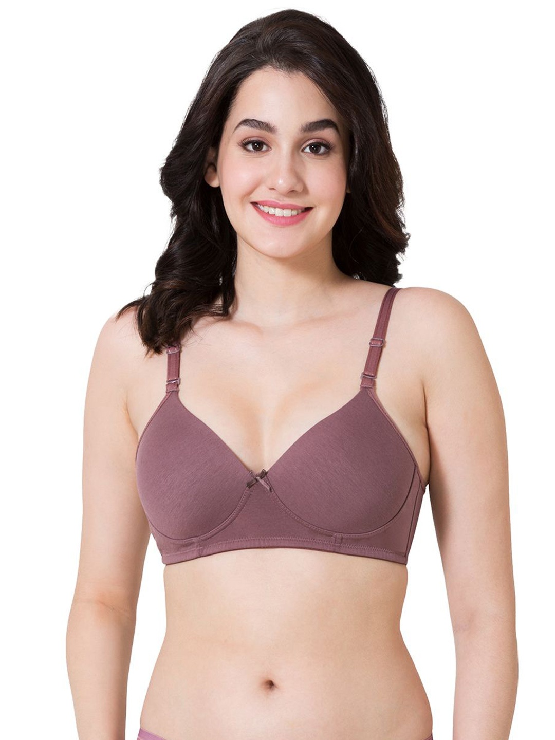 

VStar Medium Coverage Padded Non-Wired T-Shirt Bra with Detachable Straps., Mauve