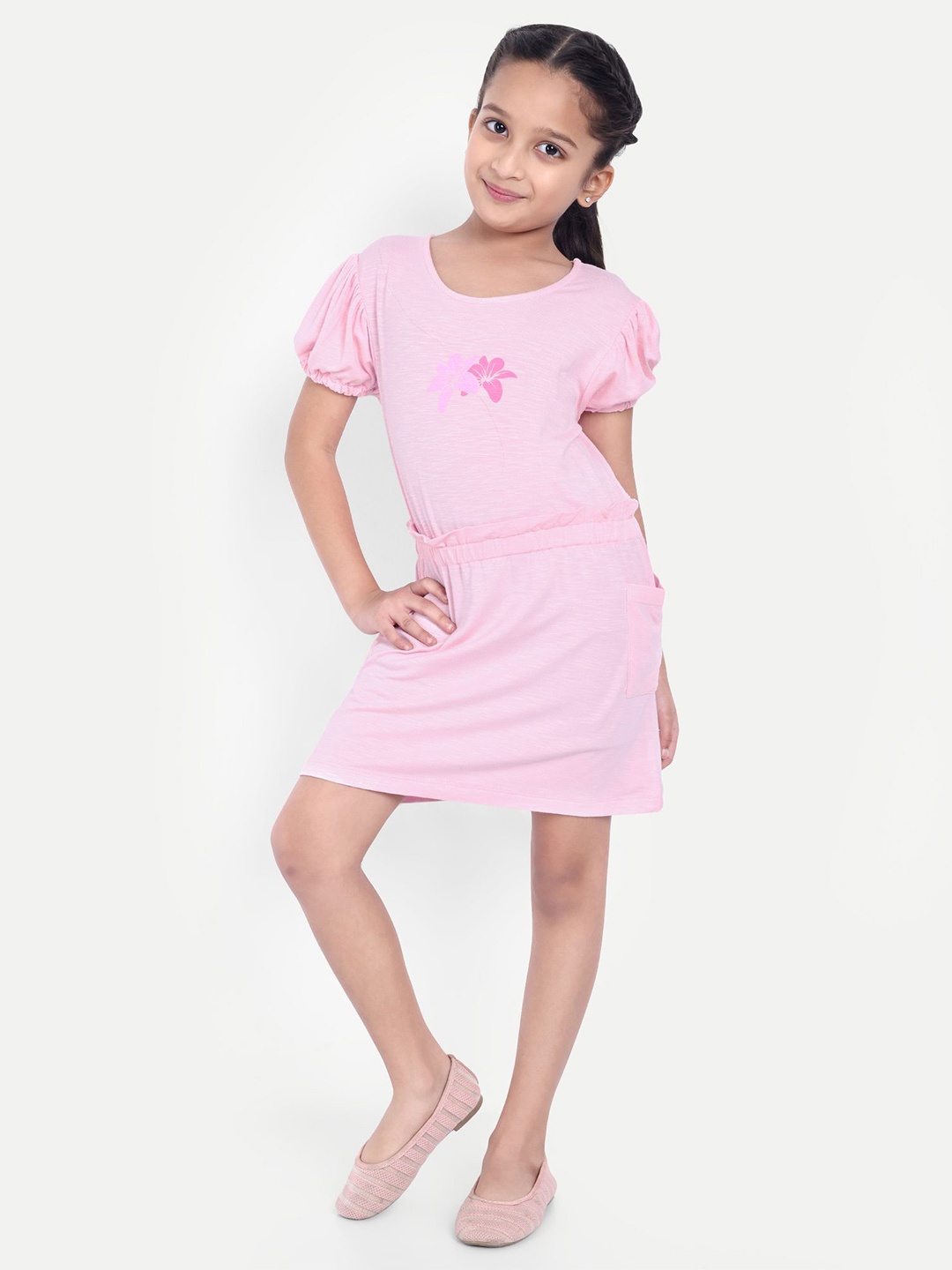

ONE SKY Girls Floral Print T-shirt Dress, Pink