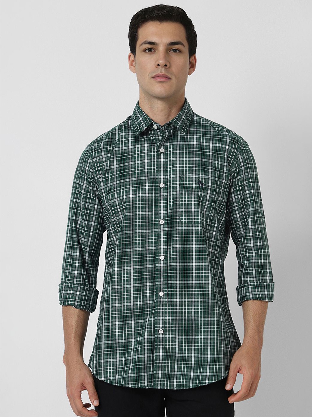 

Van Heusen Sport Men Slim Fit Checked Cotton Casual Shirt, Green