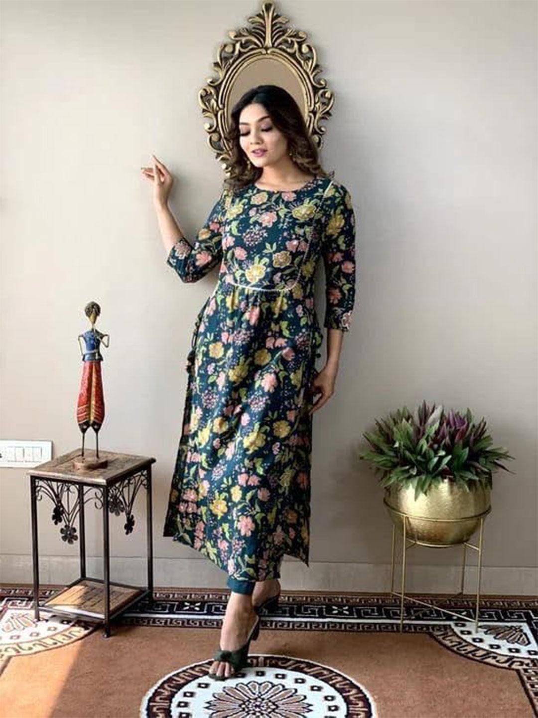 

13-Star Floral A-Line Maxi Dress, Green