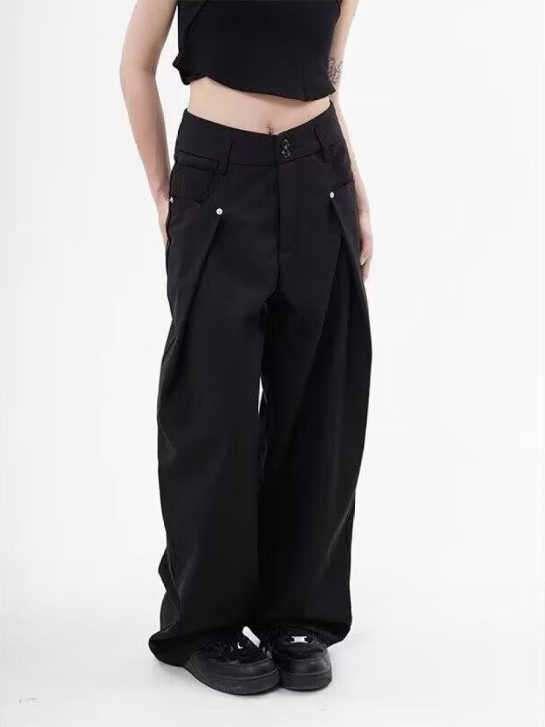 

StyleCast Women Cotton Relaxed Fit Trousers, Black