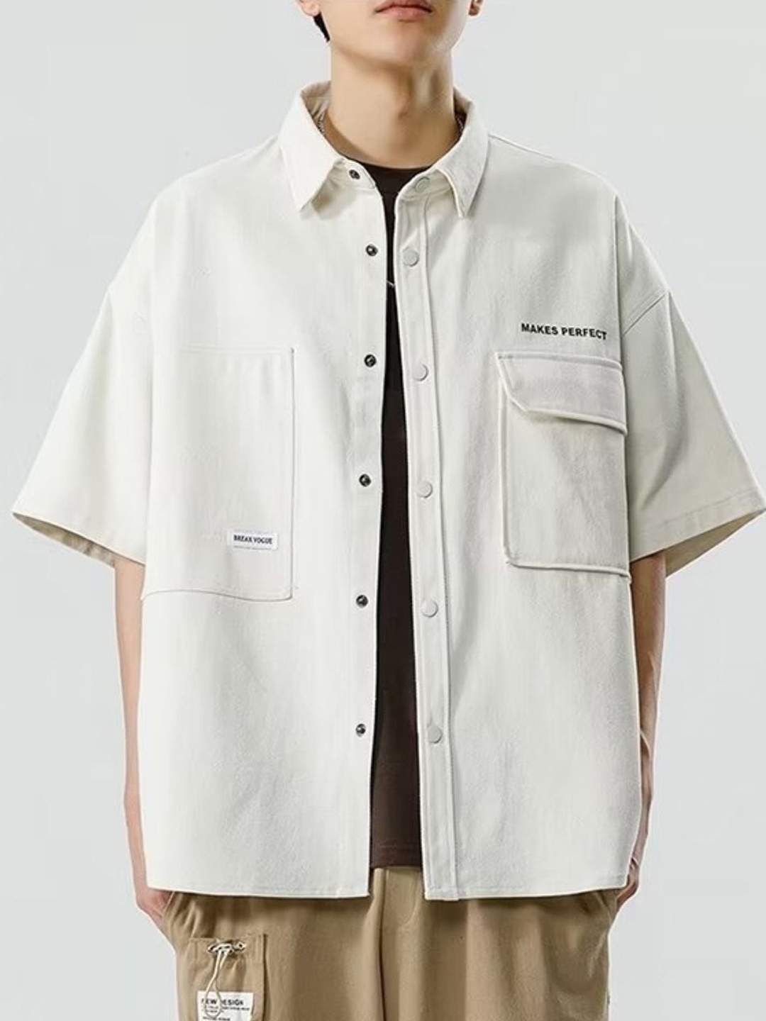 

StyleCast Men Standard Oversized Fit Spread Collar Solid Casual Shirt, White