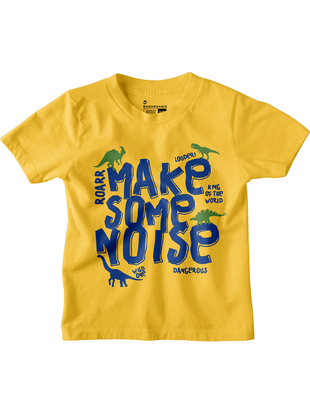 

BonOrganik Boys Typography Printed Round Neck Cotton T-shirt, Yellow