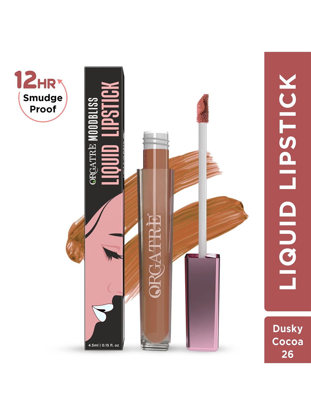 

Orgatre Mood Bliss Long Lasting & Hydrating Liquid Lipstick - 4.5 ml - Dusky Cocoa - 26, Brown