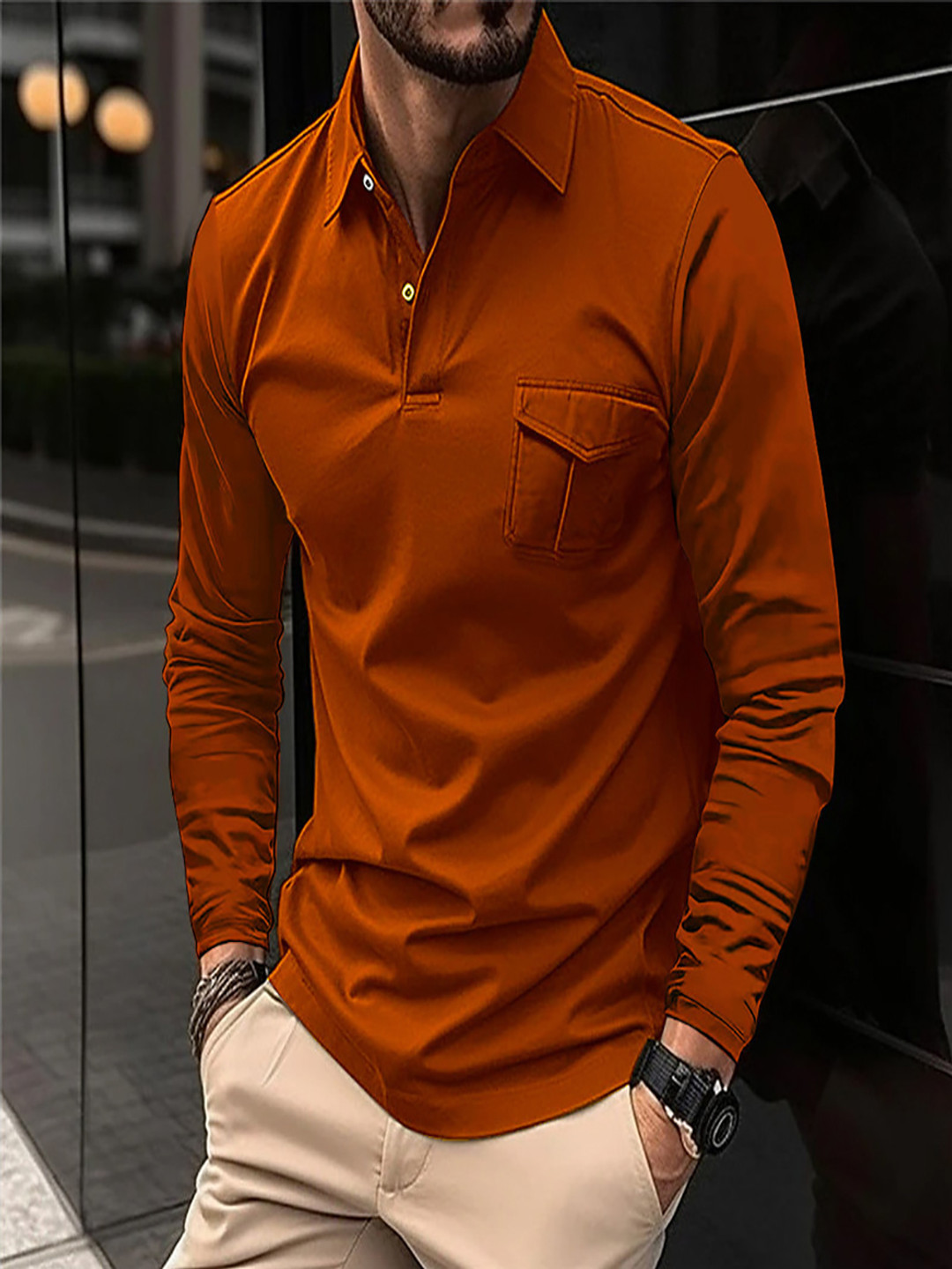 

StyleCast x Revolte Men Solid Polo Collar T-shirt, Orange