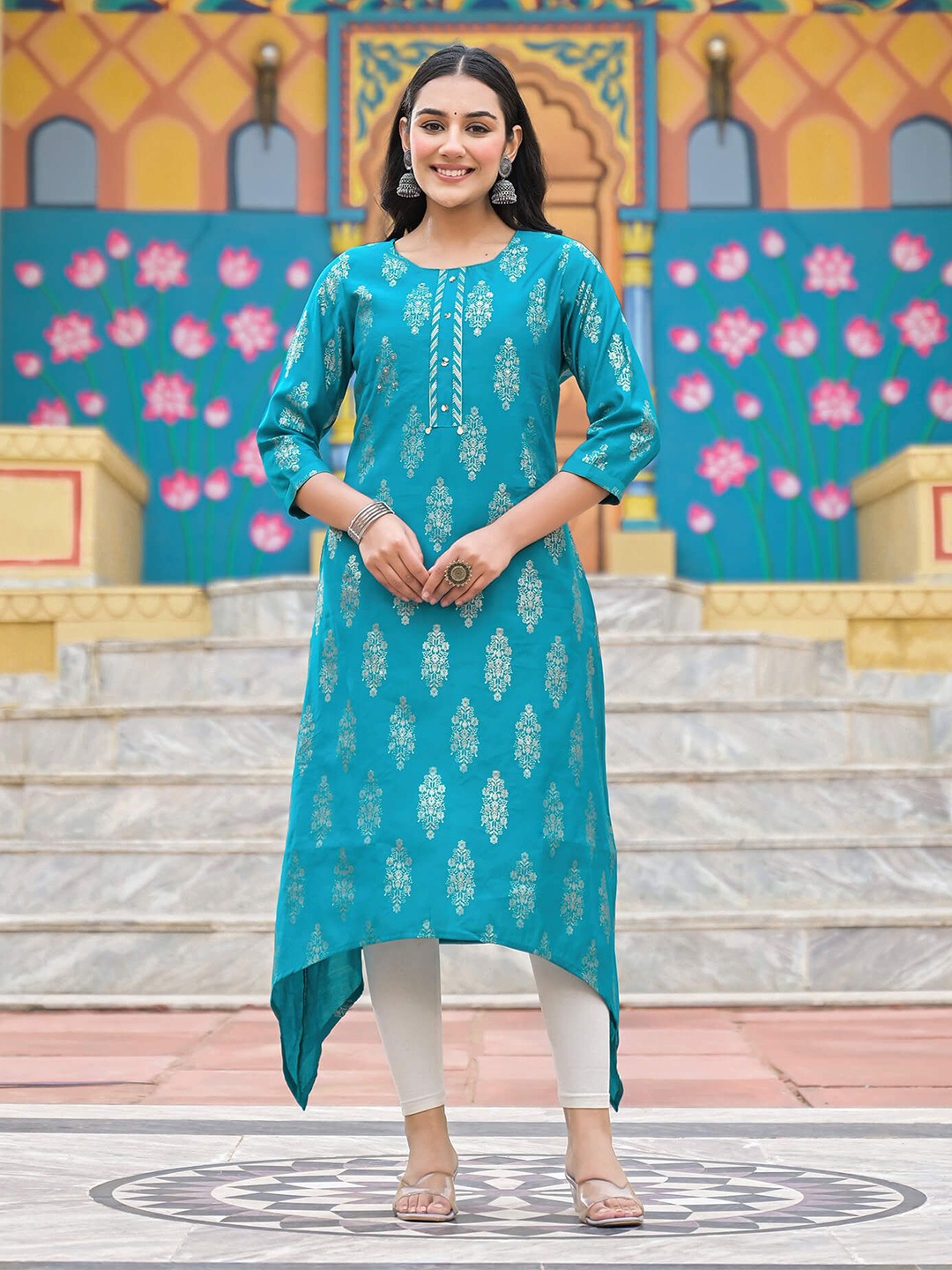 

SHIFORY Ethnic Motifs Printed Kurta, Blue
