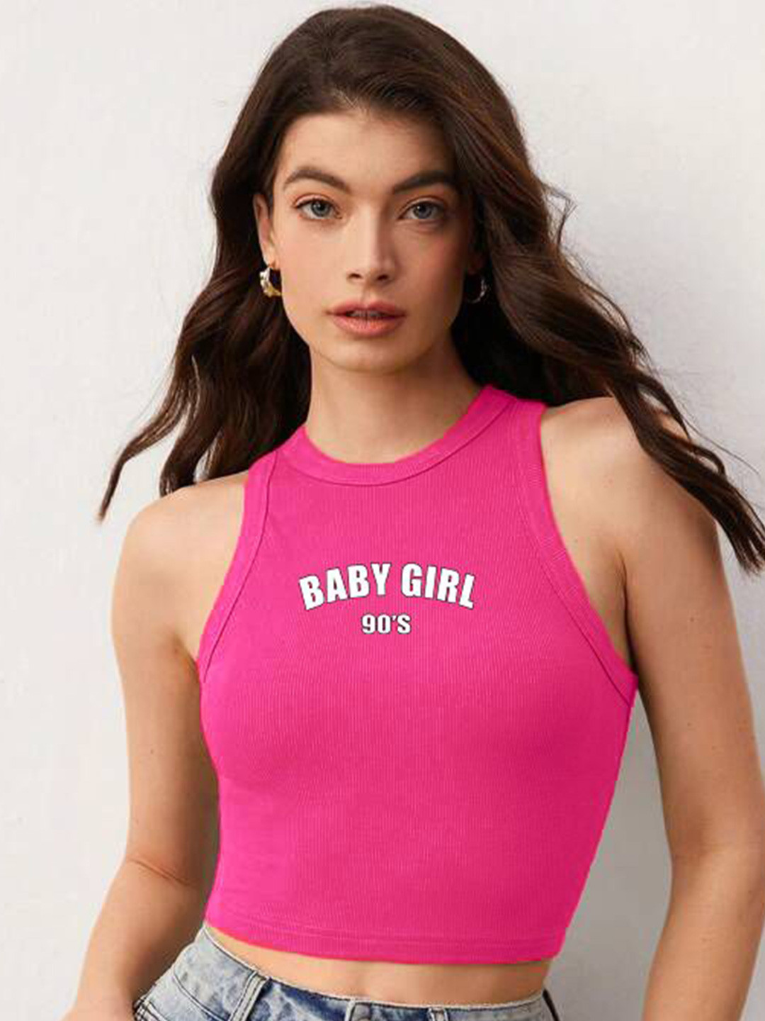 

The Roadster Lifestyle Co. Printed Sleeveless Tank Crop Top, Pink
