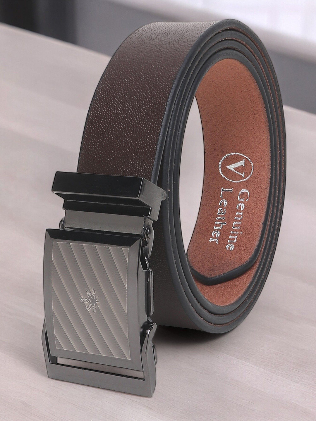 

Provogue Men Textured Leather Formal Belt, Brown